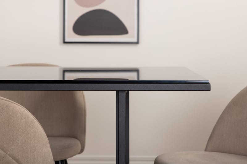 Leif Spisebordssæt 200 cm Rektangulær med 6 Velvet Stole - Beige - Møbler - Borde - Spisebordssæt