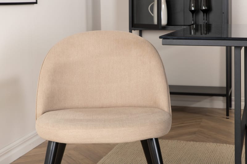 Leif Spisebordssæt 200 cm Rektangulær med 6 Velvet Stole - Beige - Møbler - Borde - Spisebordssæt