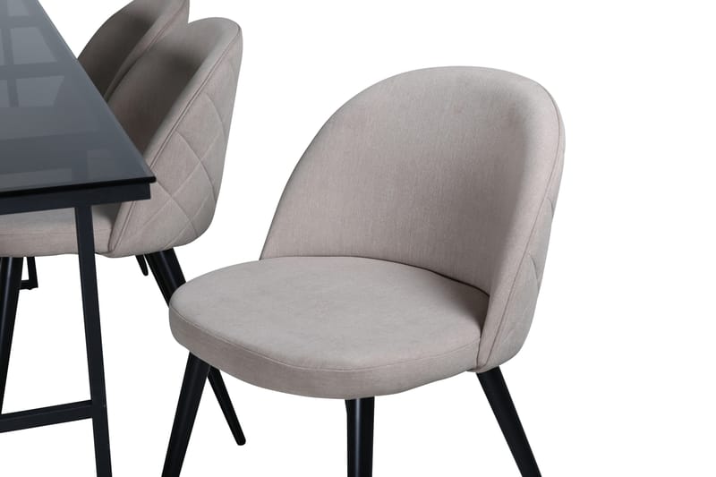 Leif Spisebordssæt 200 cm Rektangulær med 6 Velvet Stole - Beige - Møbler - Borde - Spisebordssæt
