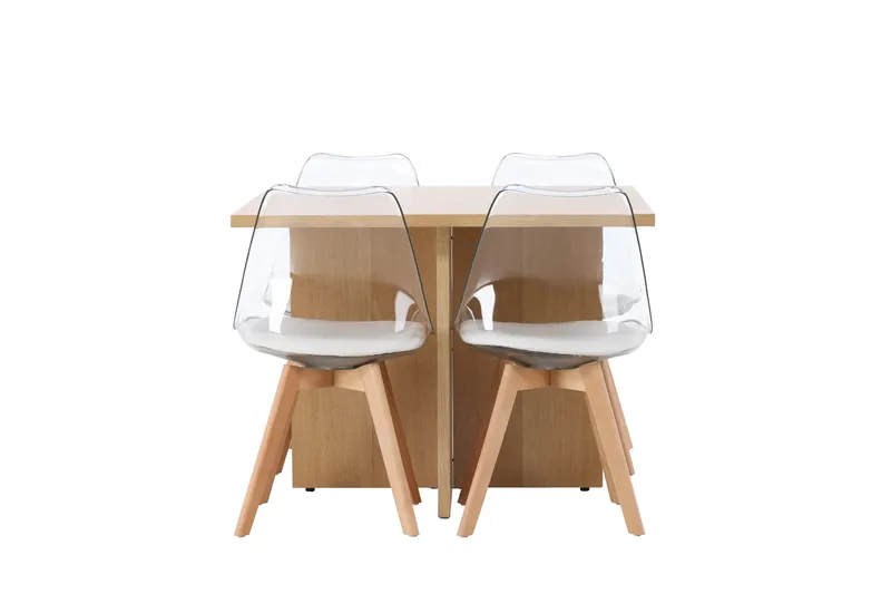 Leo Spisebordssæt 100 cm Rektangulær med 4 Edvin Stole, Natur