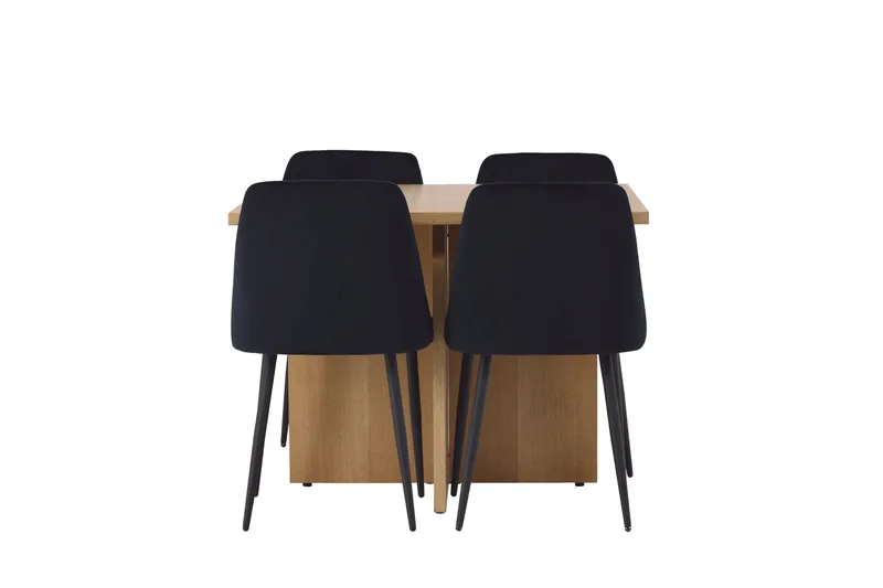 Leo Spisebordssæt 100 cm Rektangulær med 4 Night Stole, Svart