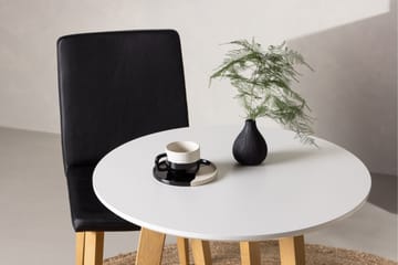 Leonora Lille Rundt Spisebord 65 cm med Træ- og Egetræsudseende - Hvid - Møbler - Borde - Spisebord og køkkenbord
