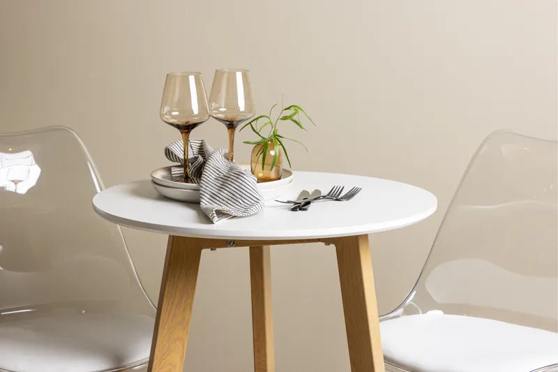 Leonora Spisebordssæt 65 cm Rund med 2 Edvin Stole - Hvit - Møbler - Borde - Spisebordssæt