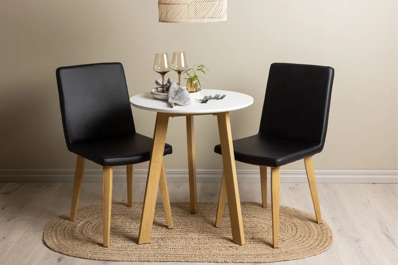 Leonora Spisebordssæt 65 cm Rund med 2 Today Stole - Svart - Møbler - Borde - Spisebordssæt