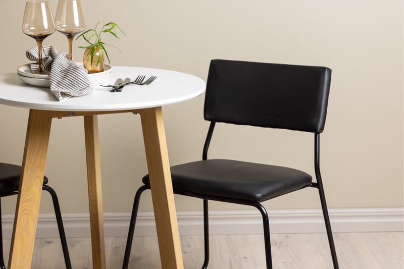 Leonora Spisegruppe 65 cm Rund med 2 Kenth stole - Svart - Møbler - Borde - Spisebordssæt