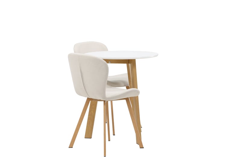 Leonora Spisegruppe 65 cm Rund med 2 Lilja stole - Hvit - Møbler - Borde - Spisebordssæt
