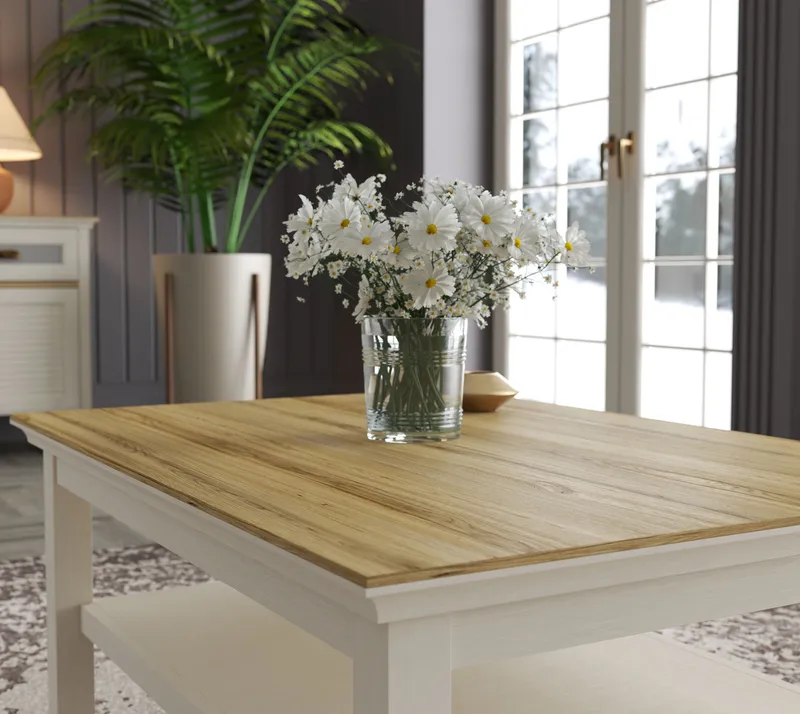 Letira Sofabord 100 cm - Creme, eg og grå - Møbler - Borde - Sofabord