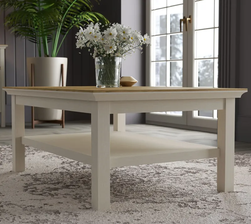 Letira Sofabord 100 cm - Creme, eg og grå - Møbler - Borde - Sofabord