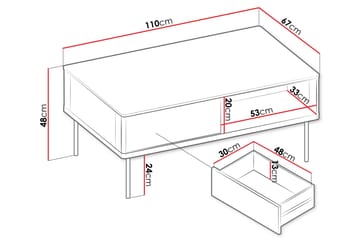 Levisa 110 cm Rektangulært Sofabord med Skuffer i Træ - Beige - Møbler - Borde - Sofabord