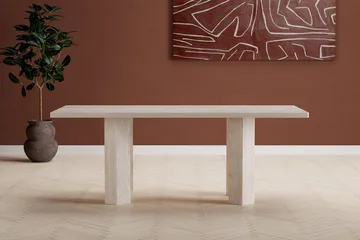 Lillehammer Stort Rektangulært Spisebord 200 cm i Træ med Egetræsudseende - Beige - Møbler - Borde - Spisebord og køkkenbord