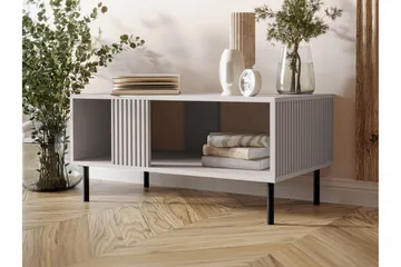 Lionel 92 cm Rektangulært Sofabord med Hylder i Malet Træ - Beige - Møbler - Borde - Sofabord