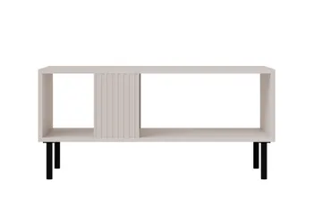Lionel 92 cm Rektangulært Sofabord med Hylder i Malet Træ - Beige - Møbler - Borde - Sofabord