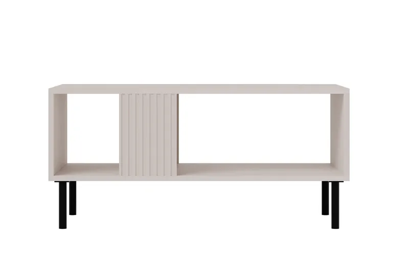 Lionel 92 cm Rektangulært Sofabord med Hylder i Malet Træ, Beige