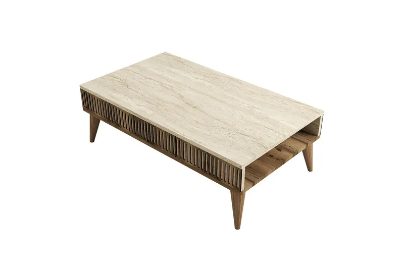 Lissione Sofabord 105 cm, Valnød/Beige