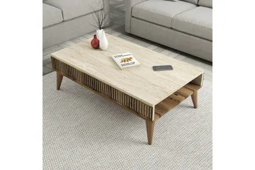 Lissione Sofabord 105 cm - Valnød/Beige - Møbler - Borde - Sofabord