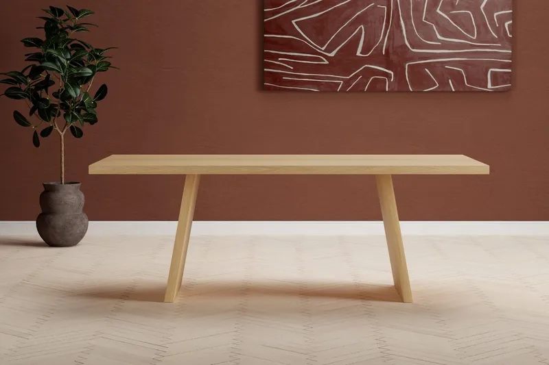Logga Stort Rektangulært Spisebord 210 cm i Træ med Egetræsudseende, Beige