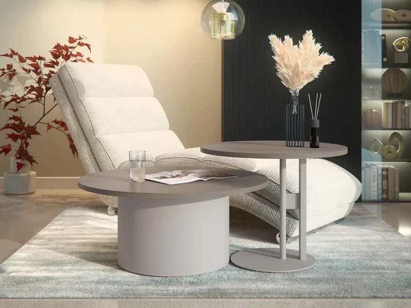 Lorvyn Sæt borde rundt 58/75 cm - Beige og lysebrun - Møbler - Borde - Sofabord