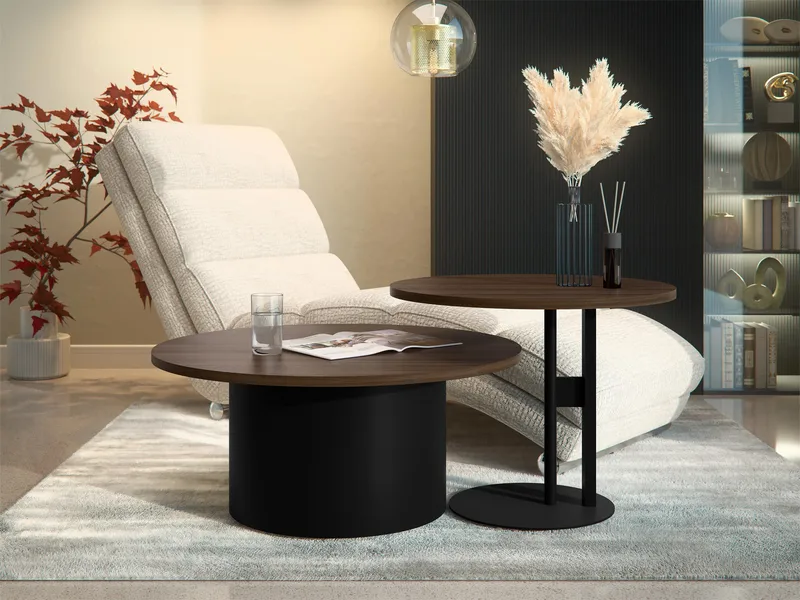 Lorvyn Sæt borde rundt 58/75 cm - Brun, sort - Møbler - Borde - Sofabord