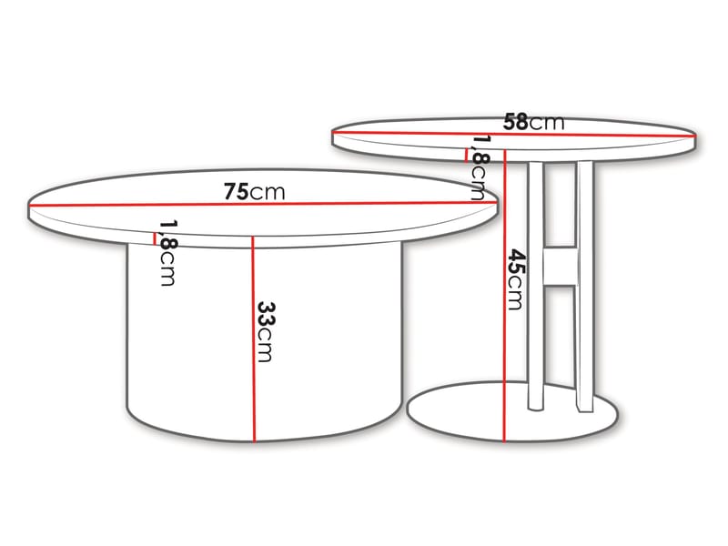 Lorvyn Sæt borde rundt 58/75 cm - Sort - Møbler - Borde - Sofabord