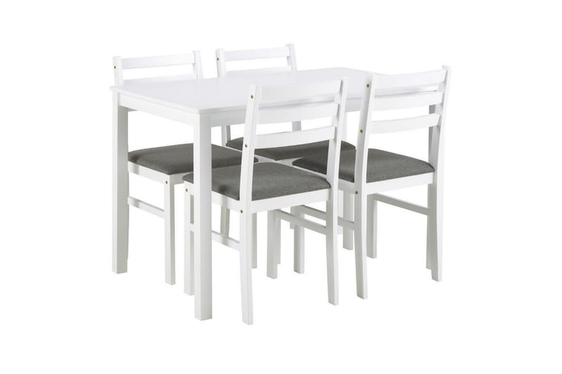 Lumino Spisegruppe 110 Cm + 4 Spisestuestole - Hvid - Møbler - Borde - Spisebordssæt