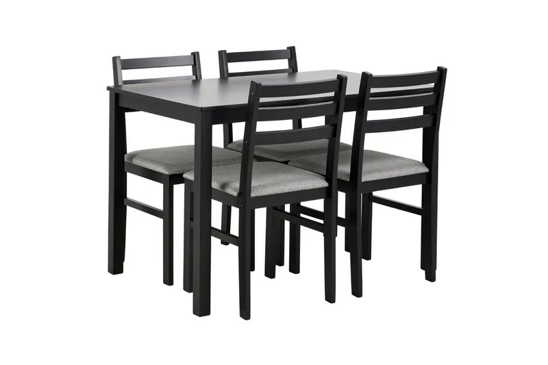 Lumino Spisegruppe 110 Cm + 4 Spisestuestole, Sort