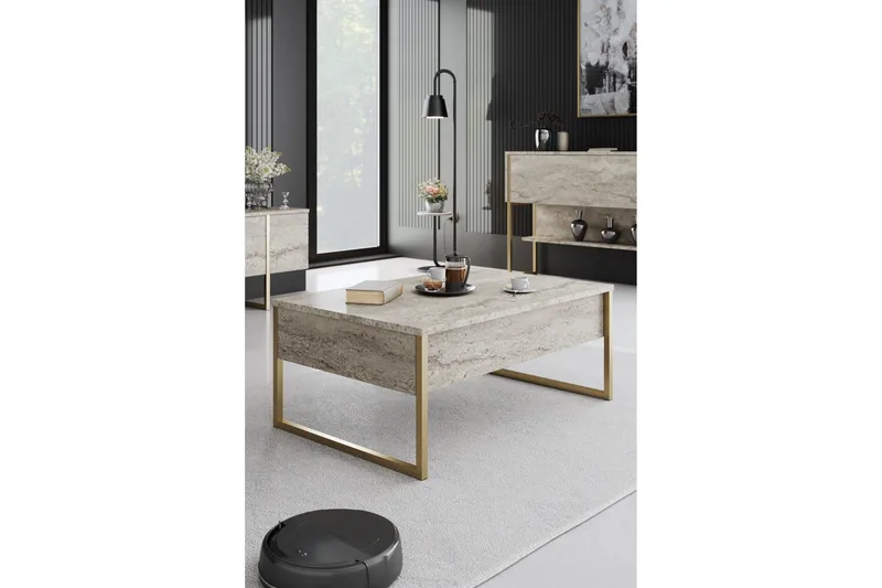 Luxe 90 cm Rektangulært Sofabord i Træ - Beige - Møbler - Borde - Sofabord