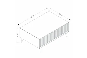 Luxe 90 cm Rektangulært Sofabord med Skuffer i Træ - Beige - Møbler - Borde - Sofabord