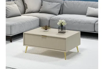 Luxe 90 cm Rektangulært Sofabord med Skuffer i Træ - Beige - Møbler - Borde - Sofabord