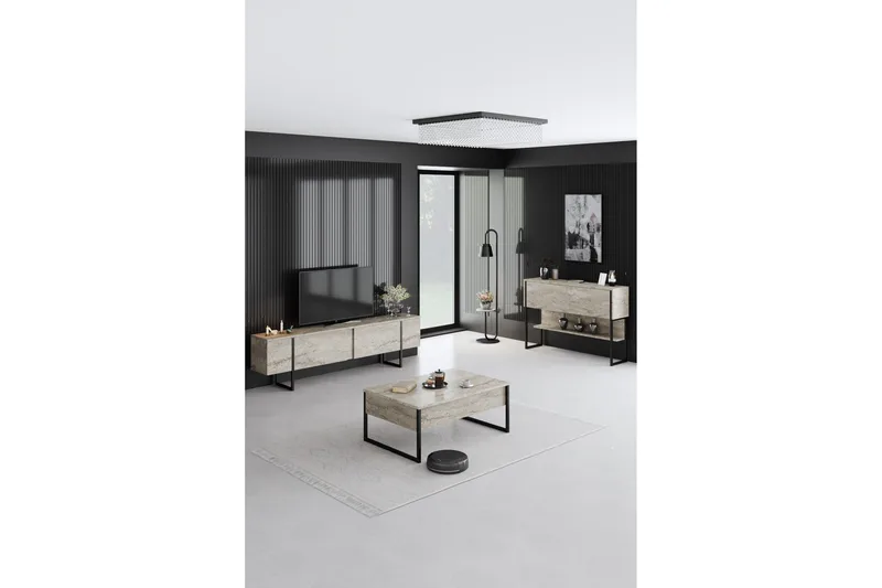 Luxe Sofabord 90 cm - Beige/Sort - Møbler - Borde - Sofabord