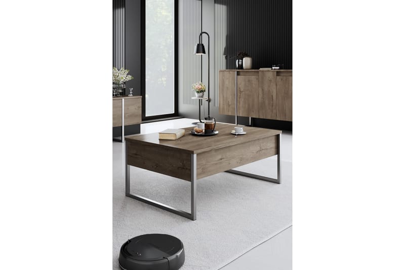 Luxe Sofabord 90 cm - Valnød/Sølv - Møbler - Borde - Sofabord