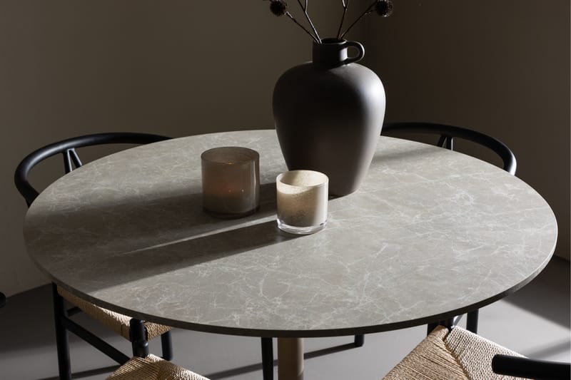 Lycke Spisegruppe 110 cm Rundt med 4 Alfons stole - Beige/Sort - Møbler - Borde - Spisebordssæt