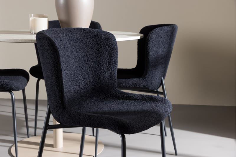 Lycke Spisegruppe 110 cm Rundt med 4 Modesto stole - Beige/Sort - Møbler - Borde - Spisebordssæt