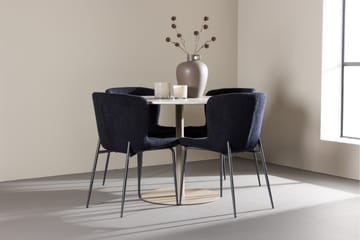 Lycke Spisegruppe 110 cm Rundt med 4 Modesto stole - Beige/Sort - Møbler - Borde - Spisebordssæt