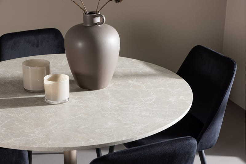 Lycke Spisegruppe 110 cm Rundt med 4 Night stole - Beige/Sort - Møbler - Borde - Spisebordssæt