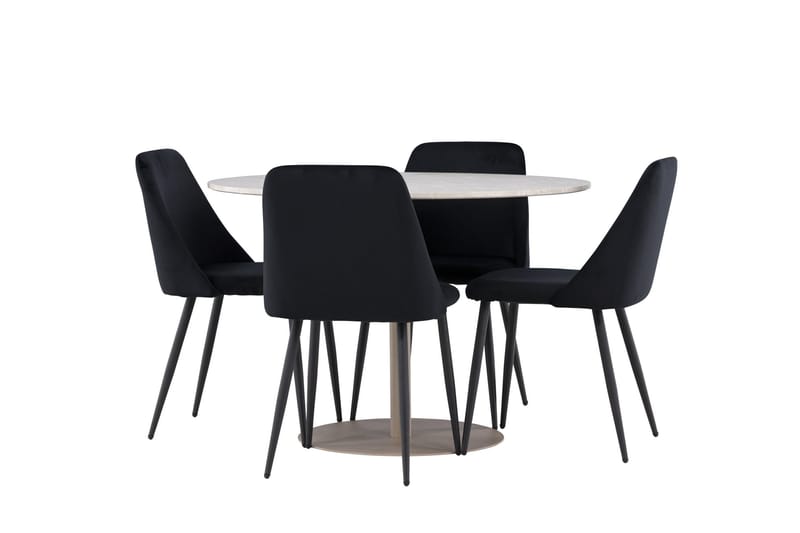 Lycke Spisegruppe 110 cm Rundt med 4 Night stole, Beige/Sort