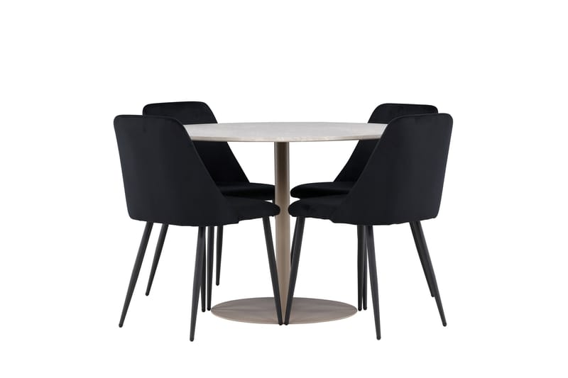 Lycke Spisegruppe 110 cm Rundt med 4 Night stole - Beige/Sort - Møbler - Borde - Spisebordssæt