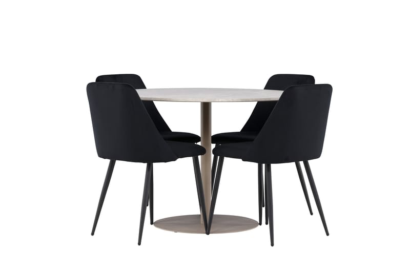 Lycke Spisegruppe 110 cm Rundt med 4 Night stole - Beige/Sort - Møbler - Borde - Spisebordssæt