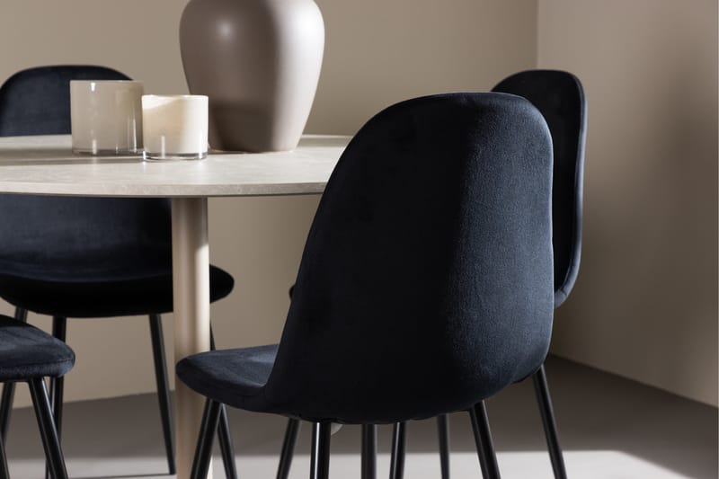 Lycke Spisegruppe 110 cm Rundt med 4 Polar stole - Beige/Sort - Møbler - Borde - Spisebordssæt
