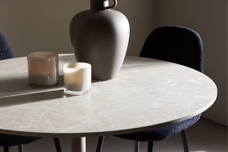 Lycke Spisegruppe 110 cm Rundt med 4 Polar stole - Beige/Sort - Møbler - Borde - Spisebordssæt