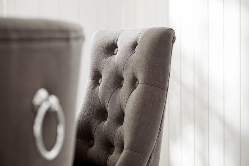 Lyon rund spisegruppe Ø150 cm med 6 Viktoria stole - Vintage Elm/Grå/Hvid - Møbler - Borde - Spisebordssæt