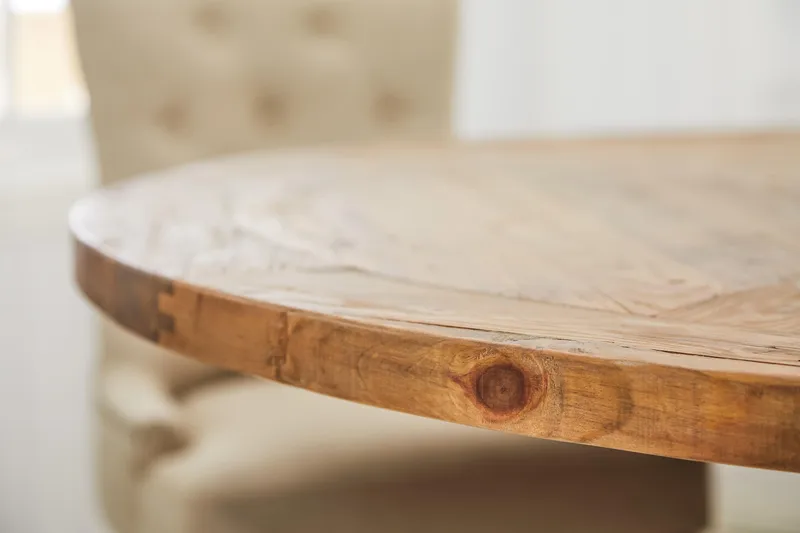 Lyon Rundt Spisebordssæt Ø150 cm med 6 stk. Viktoria Stole - Vintage Elm/Beige - Møbler - Borde - Spisebordssæt