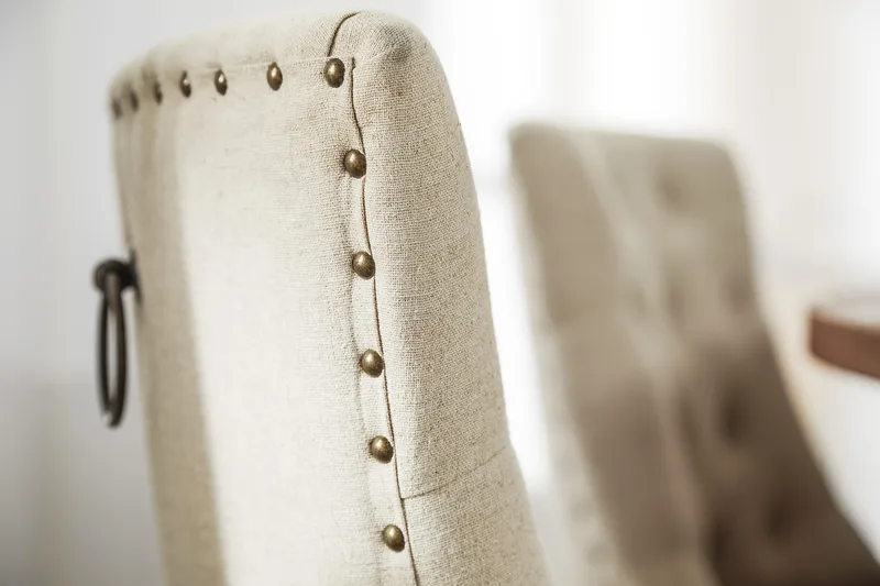 Lyon Spisebordssæt Ø150 cm Rundt med 6 stk. Viktoria Stole - Vintage Natur / Hvid / Beige - Møbler - Borde - Spisebordssæt