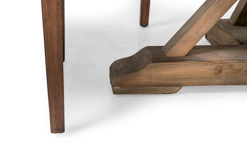 Lyon Spisebordssæt 150 cm Rundt med 4 Tuva Armstole - Vintage Elm/Brun PU - Møbler - Borde - Spisebordssæt