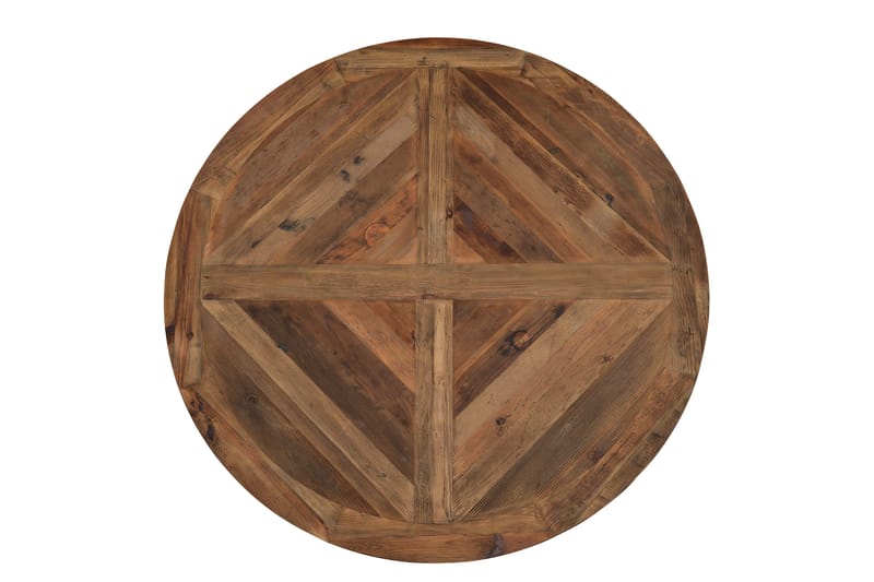 Lyon Spisebordssæt 150 cm Rundt med 4 Tuva Lænestole - Vintage Elm/Hvid/Brun PU - Møbler - Borde - Spisebordssæt
