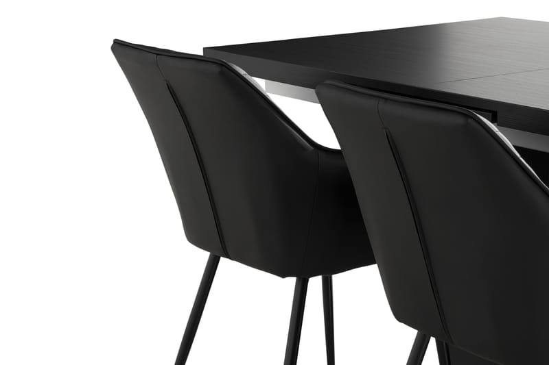 Macahan Udvideligt Spisebordssæt 140 cm + 4 Valleviken Stol - Hvid/Sort - Spisebordssæt