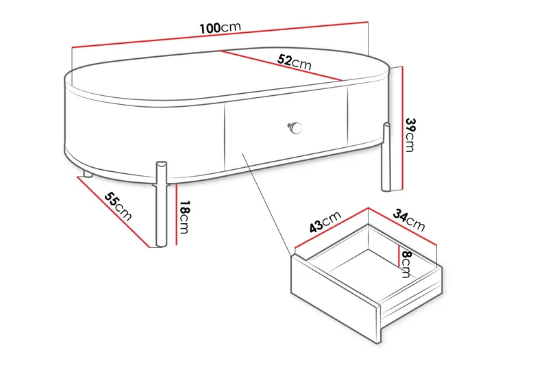 Maggio Sofabord 100x55 cm - Hvid - Møbler - Borde - Sofabord