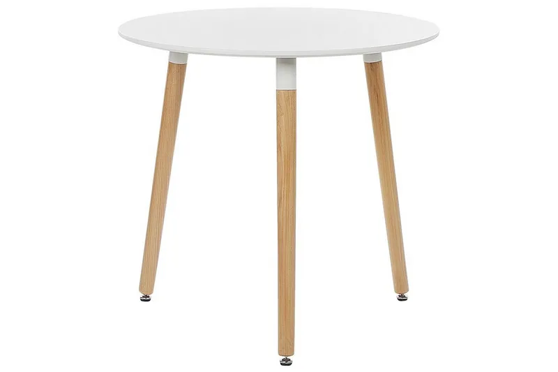 Magog Spisebord 80 cm Rund, Hvid/Lysebrun