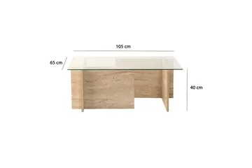 Malpani 105 cm Rektangulært Sofabord i Sten og Glas - Klar - Møbler - Borde - Sofabord