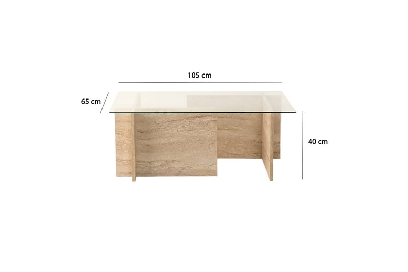 Malpani 105 cm Rektangulært Sofabord i Sten og Glas - Klar - Møbler - Borde - Sofabord