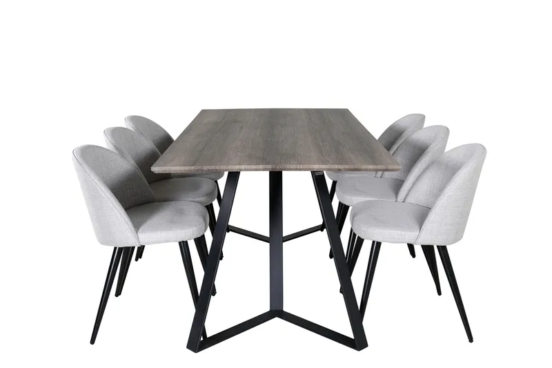 Malvina Spisegruppe 180 cm Rektangulær med 6 Sedavi Stole, Sort